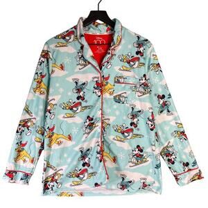 Disney 100th Anniversary Mickey‎ Mouse Pajama Top Blue Size M Winter
